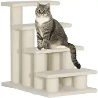 PawHut Paws Pet Treppe mit 4 Stufen hellbraun 63,5 x 43 x 60cm