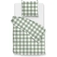 Zohome Quattro di Lino Bettwäsche 155 Moss Green Bettwäsche 1 x Bettbezug 155x220 + 1 x Kopfkissenbezug 80x80 Moss-Green Kariert grün