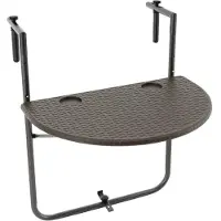 VCM Balkonhängetisch | Maße H 83 x B 59 x T 63 cm | Balkontisch | Wandklapptisch | Hängetisch braun