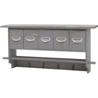 Mendler Garderobe MCW-C49, Wandgarderobe Wandregal, Vintage mit 5 Schubladen 32x65x13cm Shabby Look, grau