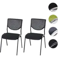 Mendler 2er-Set Besucherstuhl T401, Konferenzstuhl stapelbar, Stoff/Textil ~ Sitz schwarz, Füße schwarz