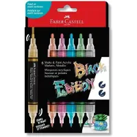 Faber-Castell - Black Edition Shake & Paint Acrylic Markers Set of 6 (Metallic Colours) (285517)