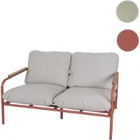 Mendler Aluminium-Gartenbank HWC-O11, Outdoor 2-Sitzer Sitzbank Sofa, Olefin Stoff (205 g/m²) 125cm terrakotta Polster beige