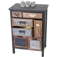 Generique Apotheker-Schrank HWC-A43, Kommode, Tanne Holz massiv Vintage Patchwork 78x55x35cm