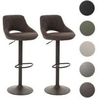 Mendler 2er-Set Barhocker HWC-N64, Barstuhl Tresenhocker, Fußablage drehbar, Kunstleder Metall braun