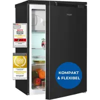 Exquisit Kühlschrank mit Gefrierfach, 107 Liter, 4-Sterne-Gefrierfach, Kompakt, klein, KS15-4-051C inoxlook-az