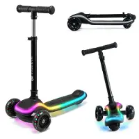 Kinderkraft RAKET - Kinderroller – 3 Räder – LED-Plattform & RGB-Räder – Höhenverstellbar – Klappbar – Ab 2 Jahren – Bis 50 kg - Schwarz