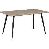 HTI Esstisch Alrik Baumkante, matt Schwarz, 140 cm Länge, 80 cm Breite, 76 cm Höhe