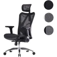 Mendler Bürostuhl HWC-J87, Schreibtischstuhl, ergonomisch verstellbare Armlehne 150kg belastbar Bezug schwarz, Gestell schwarz