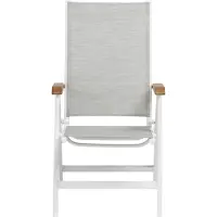 Kettler Granada Multipositionssessel mit Armlehne aus em Teak-Holz, weiß matt/ hellgrau, Aluminium/Outdoorgewebe