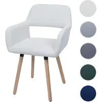 Mendler Esszimmerstuhl HWC-A50 II, Stuhl Küchenstuhl Polsterstuhl, Holz Stoff/Textil Cord (400g/m²) creme-weiß