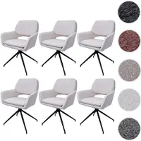 Mendler 6er-Set Esszimmerstuhl HWC-N74, Küchenstuhl, drehbar Auto-Return, Stoff Bouclé (540g/m²) creme