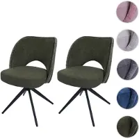 Mendler 2er-Set Esszimmerstuhl HWC-N72, Polster-Küchenstuhl, drehbar Auto-Return, Stoff/Textil (420g/m²) grün