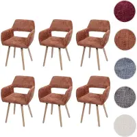 Mendler 6er-Set Esszimmerstuhl HWC-A50 II, Küchenstuhl Polsterstuhl, Holz Stoff/Textil Chenille (465g/m²) terrakotta