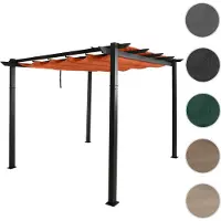 Mendler Aluminium Pergola HWC-N93, Gartenpavillon Pavillon Garten, stabiles 8cm-Gestell Schiebedach UV50+ 3x3m terrakotta