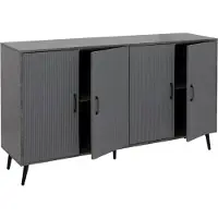 Mendler Sideboard HWC-N89, Kommode Schrank Highboard Anrichte, 3D-Design Melamin Holz, 88x150x40cm Marmor-Optik grau