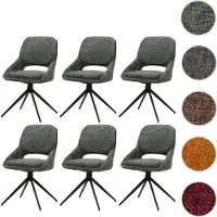Mendler 6er-Set Esszimmerstuhl HWC-N73, Küchenstuhl, drehbar Auto-Return, Stoff/Textil Chenille (490g/m²) grün