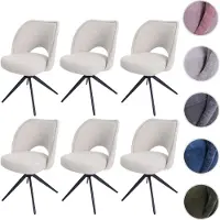 Mendler 6er-Set Esszimmerstuhl HWC-N72, Polster-Küchenstuhl, drehbar Auto-Return, Stoff/Textil (420g/m²) creme
