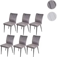Mendler 6er-Set Esszimmerstuhl HWC-K16, Stuhl Küchenstuhl, Samt Metall dunkelgrau