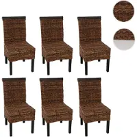 Mendler 6er-Set Esszimmerstuhl Korbstuhl M45 Stuhl Bananengeflecht dunkel, ohne Kissen