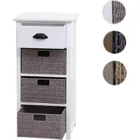 Mendler Kommode HWC-K84 mit Körben, Schrank Schubladenschrank, Holz 83x40x29cm weiß, Körbe grau