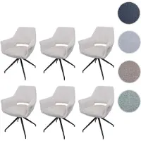 Mendler 6er-Set Esszimmerstuhl HWC-M53, Küchenstuhl Stuhl mit Armlehne, drehbar Auto-Position, Metall Stoff MVG creme-weiß