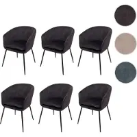 Mendler 6er-Set Esszimmerstuhl HWC-O28, Küchenstuhl Polsterstuhl Stuhl, Stoff/Textil (340g/m²) Metall dunkelgrau