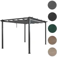 Mendler Aluminium Pergola HWC-N93, Gartenpavillon Pavillon Garten, stabiles 8cm-Gestell Schiebedach UV50+ 3x4m anthrazit