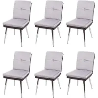 Mendler 6er-Set Esszimmerstuhl HWC-G48, Küchenstuhl Polsterstuhl Lehnstuhl, Kunstleder Samt - grau