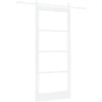 vidaXL Schiebetür Weiß 93 x 211 cm Massivholz Kiefer und Glas