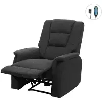 Mendler Fernsehsessel HWC-F23, Relaxsessel Liege Sessel, Stoff/Textil 102x79x96cm grau inkl. Massage- und Wärmefunktion