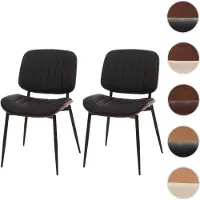 Mendler 2er-Set Esszimmerstuhl HWC-O44, Küchenstuhl Stuhl, Bugholz Kunstleder Walnuss-Optik, schwarz