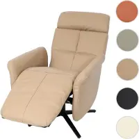 Mendler Relaxsessel HWC-L10, Design Fernsehsessel TV-Sessel Liegesessel, Liegefunktion drehbar, Voll-Leder taupe