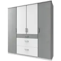 Wimex Kleiderschrank "Click", weiß (weiß, beton, nachbildung lichtgrau), B:180cm H:199cm T:58cm, Schränke, Kleiderschrank, ohne Spiegel