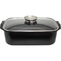 ELO Stahlwaren ELO Duo Vital Bräter Aluminiumguss eckig Glasdeckel mit Aromaknopf Induktion schwarz 40cm