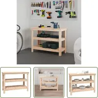 The Living Store Werkbank 110,5x50x80 cm Massivholz Kiefer