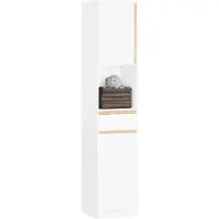 SoBuy Hochschrank Badezimmer Schrank Badschrank Badregal Badezimmerschrank Badezimmermöbel schmal mit 2 Türen Weiß BZR80-W