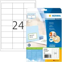 Herma Etiketten Premium A4 66x33.8 mm weiß Papier matt 240 St., Weiß, Selbstklebendes Druckeretikett, A4, Papier, Laser/Inkjet, Dauerhaft