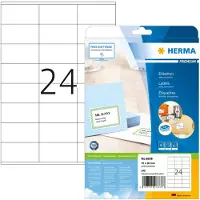 Herma Premium Permanent selbstklebende matte laminierte Papieretiketten weiß 70 x 36 mm 240 Etiketten 10 Bogen x 24 (8638)