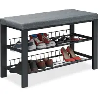 Relaxdays Schuhbank mit Polster Schwarz,Grau