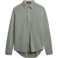 Superdry für Herren. M4011000A Vintage getragenes grünes Hemd (M), Lässig, Baumwolle, Langarm