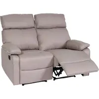 Mendler 2er Kinosessel MCW-L93, Relaxsessel Fernsehsessel Sofa, Armlehne Liegefunktion Nosagfederung Stoff/Textil grau-braun