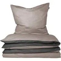 Schiesser Bettwäscheset Doubleface | Unifarben | Feinbiber | 2-teilig | 100% Baumwolle | Kuschelweich | YKK-Reißverschluss | 155x220 cm + 80x80 cm | Taupe-Schwarz