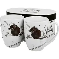 MamboCat Charming Owls 2x Becher 300ml 2 Personen Eulen Porzellan Tee Kaffee Cappuccino