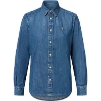 Ralph Lauren für Damen. 211969458001 Slim Fit Denim Hemd blau (38), Lässig, Baumwolle, Langarm