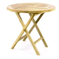 VCM Klapptisch | Balkontisch | Gartentisch klappbar | hochwertig Teak Holz | Ø 80cm