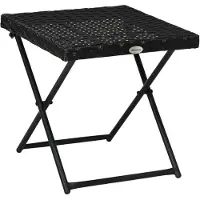 Outsunny Balkontisch Klappbar Stahl PE-Rattan 40L x 40B x 40H cm Schwarz