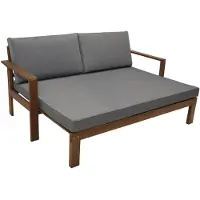 Degamo Liegesofa PARANA ausziehbar 180x136cm, Akazie geölt, mit Auflagen grau