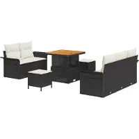 vidaXL Garten-Sofa-Set 8 stk. 7-Sitzanzahl Schwarz und Creme