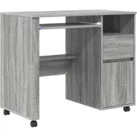 vidaXL Tisch mit Rädern Graues Sonoma 91 x 50 x 77 cm Holzwerkstoff